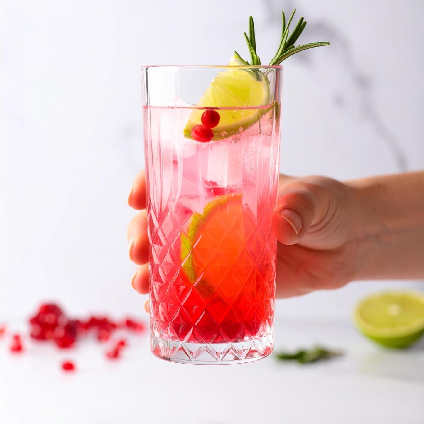 Glasmark KROSNO, 300 ml, Set of 6, Long Drink Glasses, Drinking Glasses, Highball Glasses, Water Glasses, Cocktail Glasses, Ideal for Home, Restaurant and Parties, Classic Shape