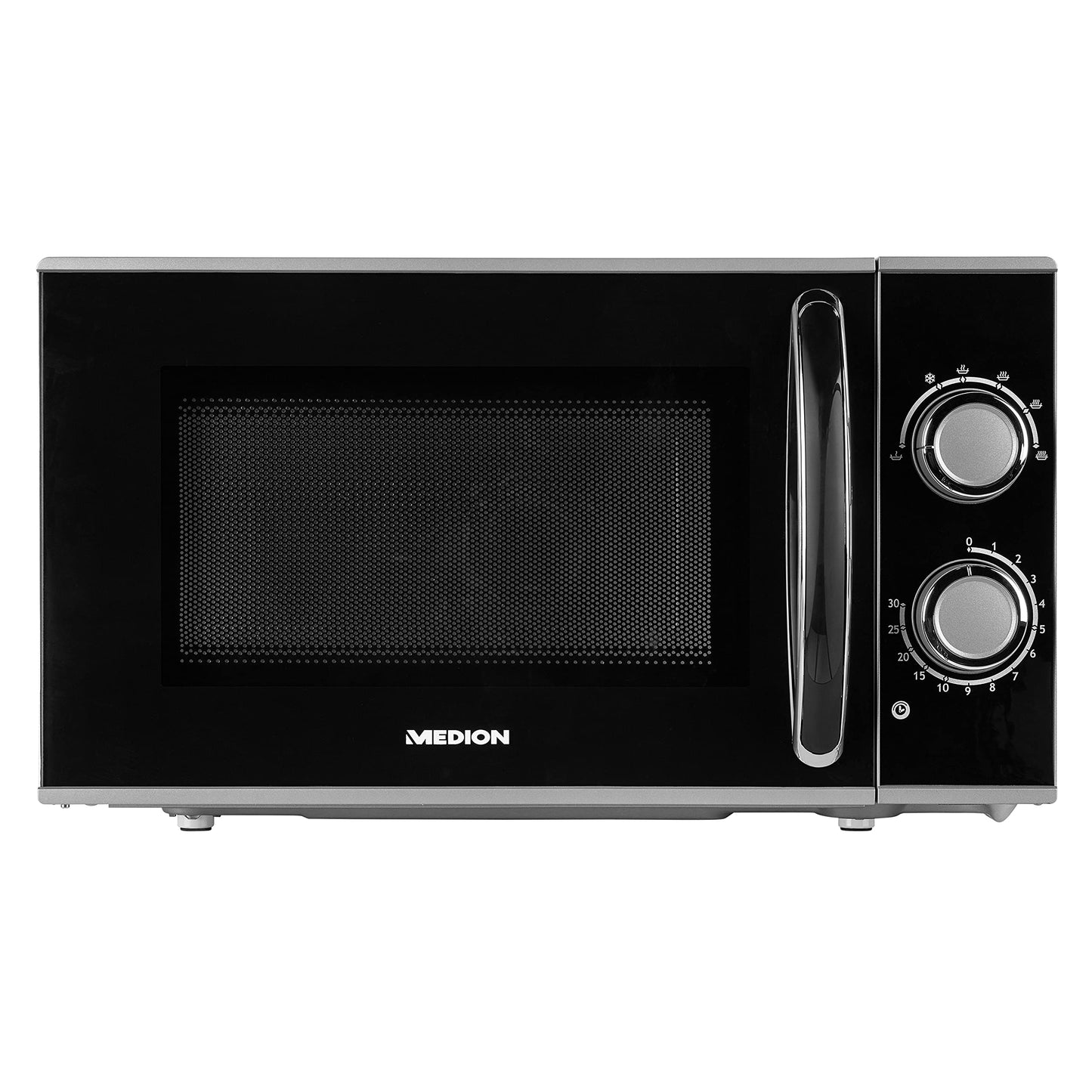 MEDION Microwave oven (wood look, 20 litres, 700 watts, mirror door, 5 power modes, defrost function, timer, MD10596) white