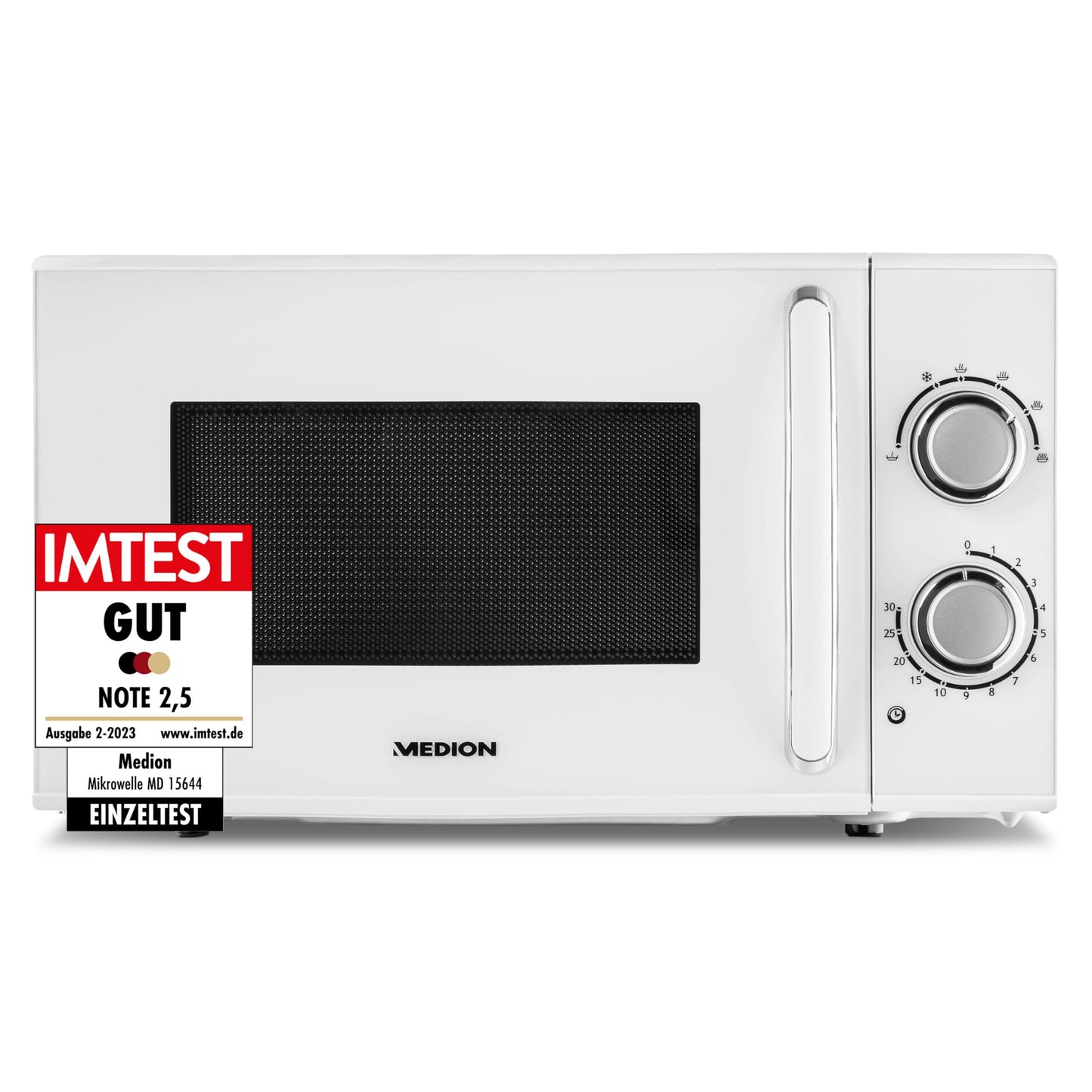 MEDION Microwave oven (wood look, 20 litres, 700 watts, mirror door, 5 power modes, defrost function, timer, MD10596) white