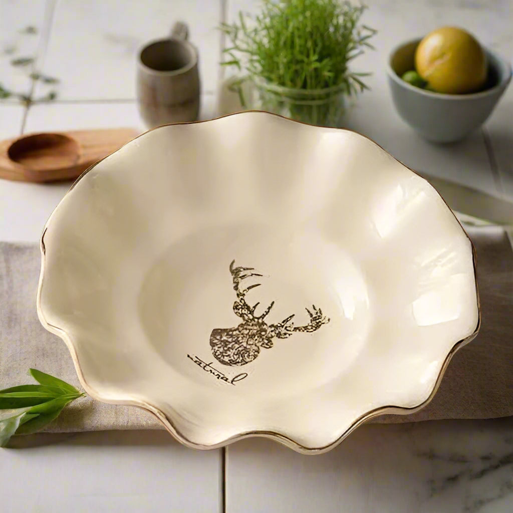 European Style Ceramic Dinner Plates - Irregular Gilded Round Design - The Silver Spoon