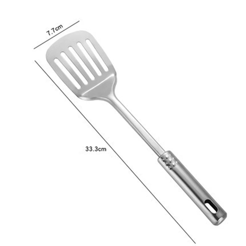 Polished Round Stainless Steel Kitchenware Set with Hanging Holes - The Silver Spoon