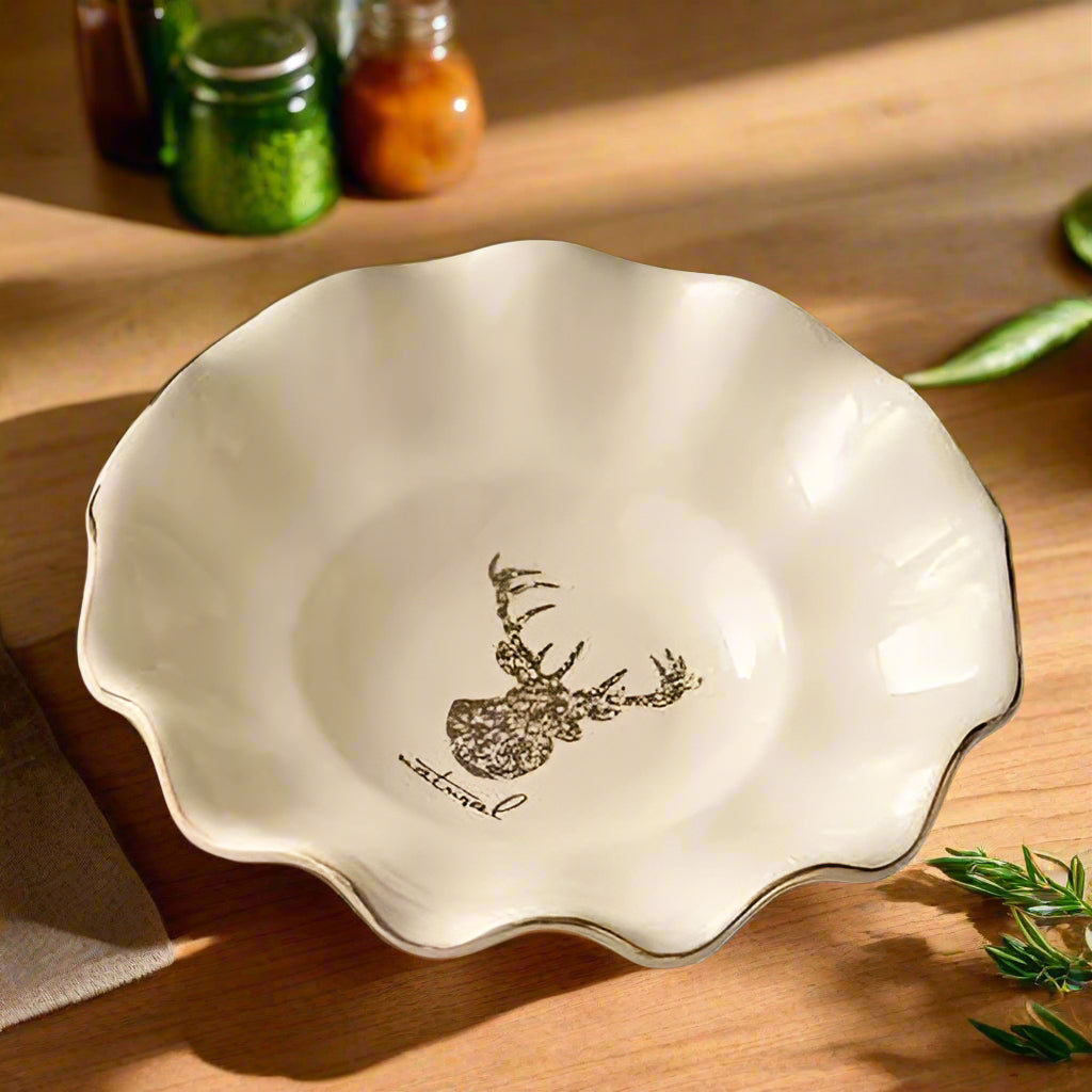 European Style Ceramic Dinner Plates - Irregular Gilded Round Design - The Silver Spoon