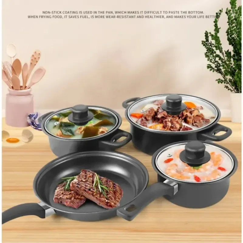 Nonstick Cookware Set - 13 Piece Cooking Essentials with Lid - The Silver Spoon