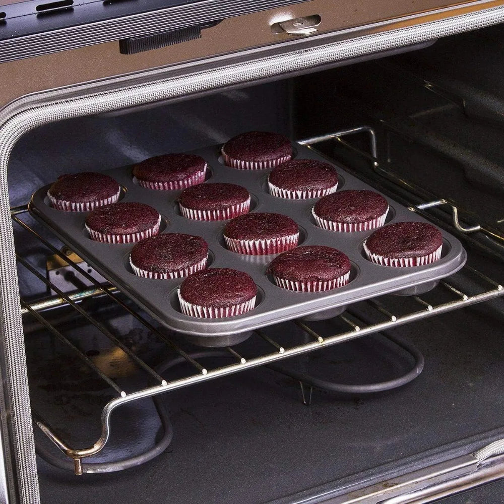 Nonstick Muffin Pan - 6 or 12 Cups Carbon Steel Bakeware - The Silver Spoon