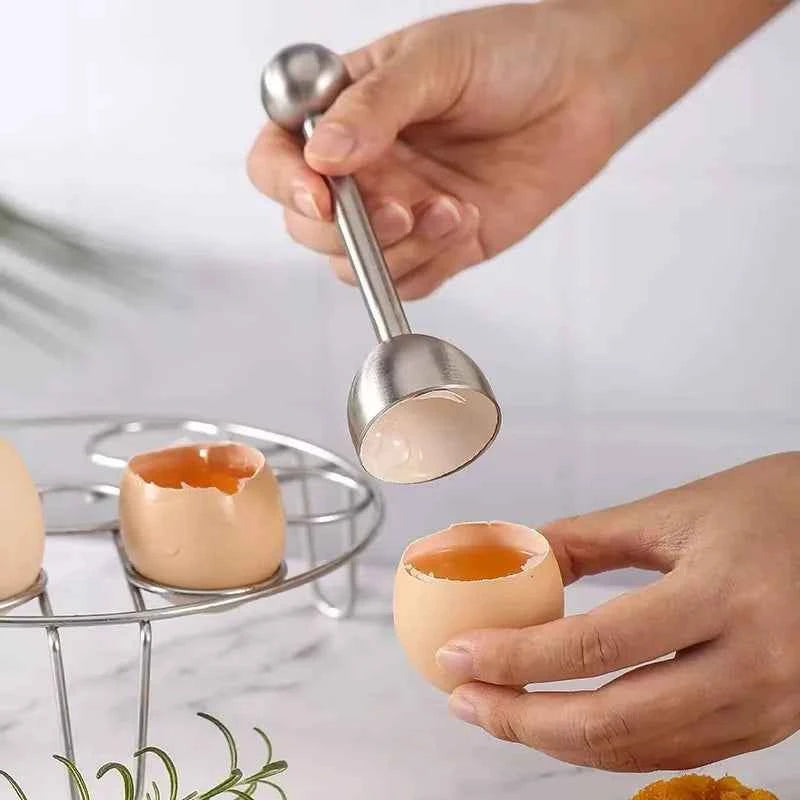 Stainless Steel Egg Shell Opener for Hard and Soft Boiled Eggs - The Silver Spoon