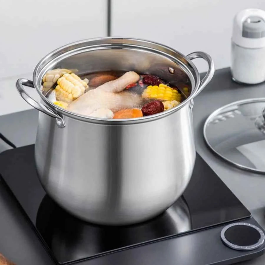 Small Stainless Steel Stock Pot - Perfect for Soups, Stews, and Rice - The Silver Spoon