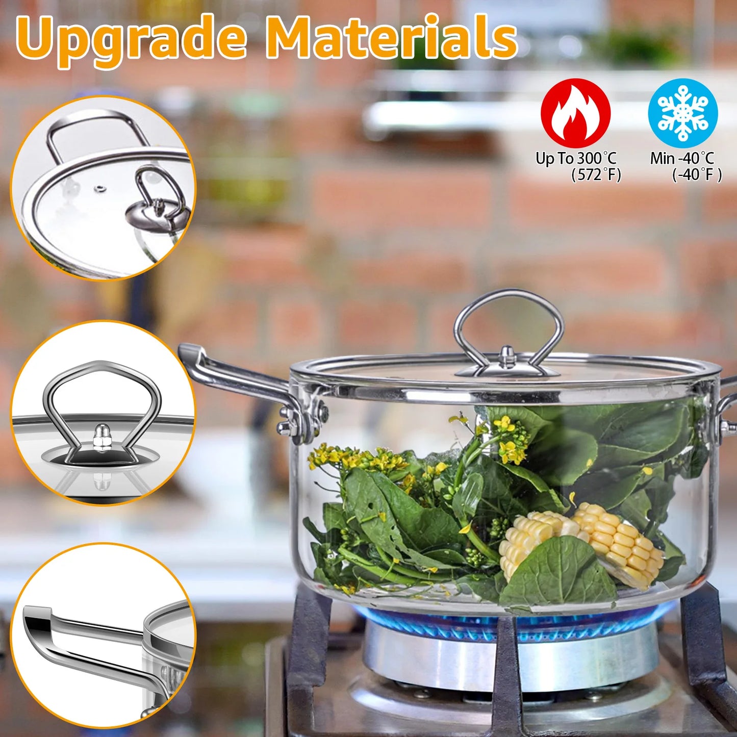 Glass Cooking Pot Heat Resistant Simmer Pot with Lid - The Silver Spoon