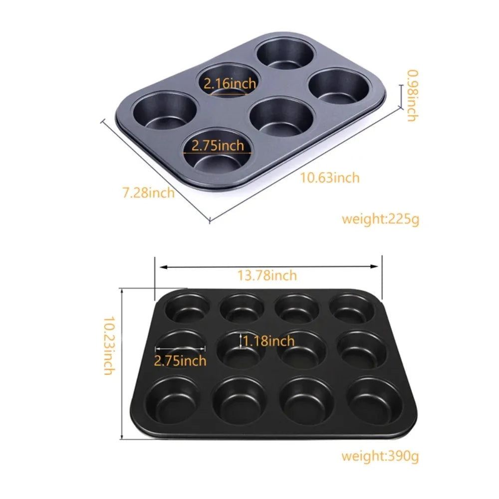 Nonstick Muffin Pan - 6 or 12 Cups Carbon Steel Bakeware - The Silver Spoon