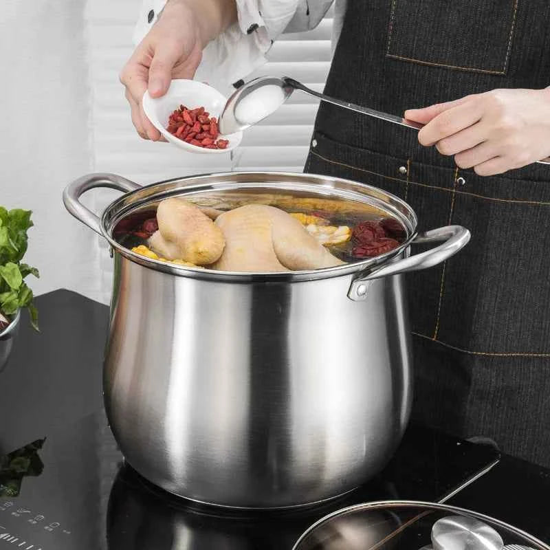 Small Stainless Steel Stock Pot - Perfect for Soups, Stews, and Rice - The Silver Spoon