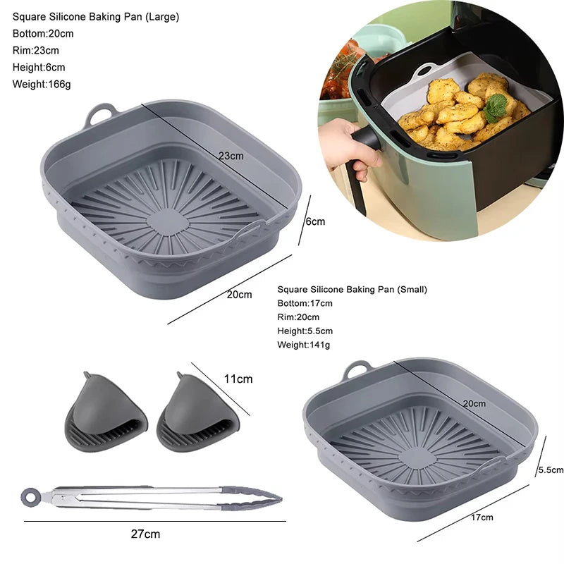 Silicone Air Fryer Basket Tray Container 20-23cm - The Silver Spoon