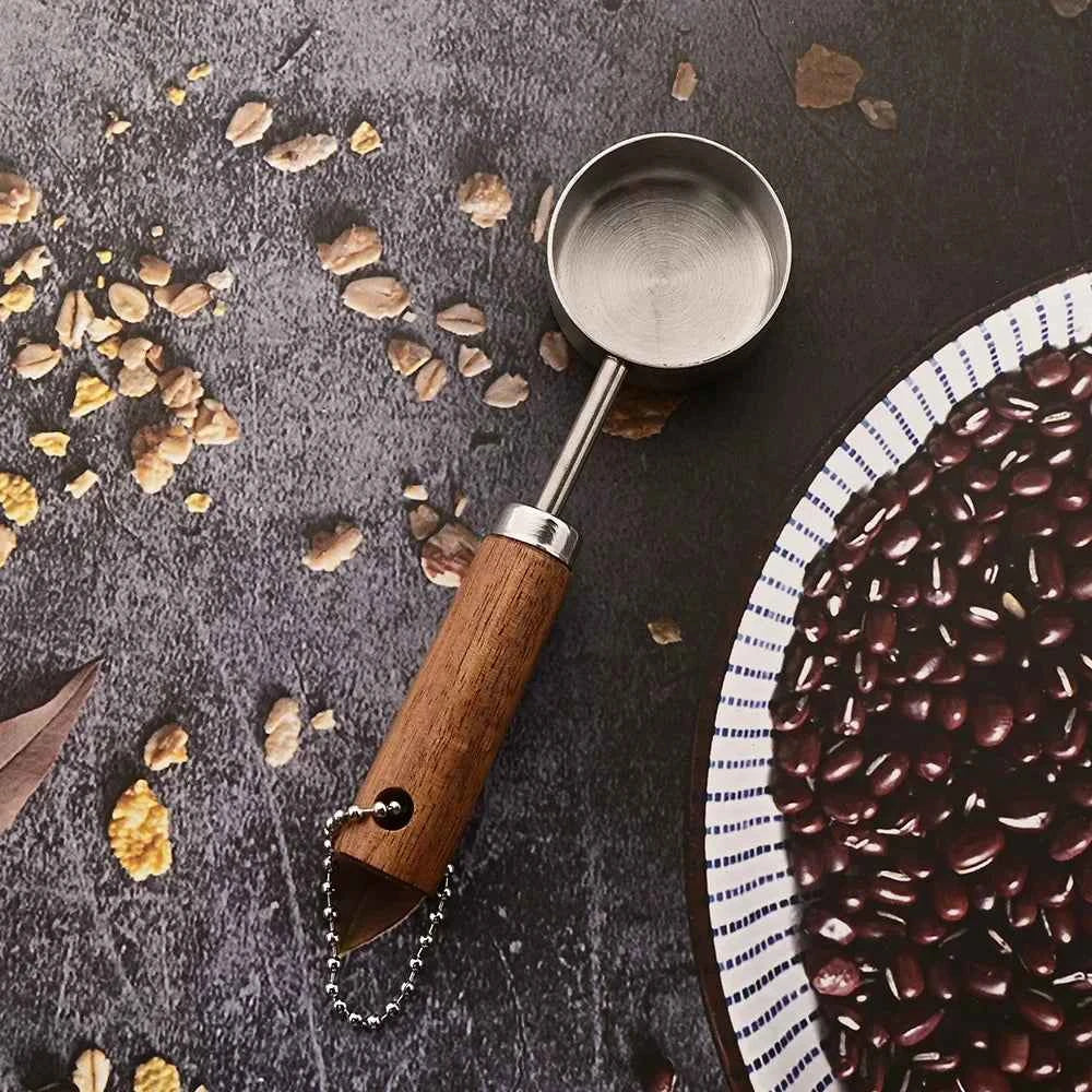 Stainless Steel Measuring Cups and Spoons Set with Scale Wooden Handle - 1/4/8pcs Kitchen Baking Tools - The Silver Spoon