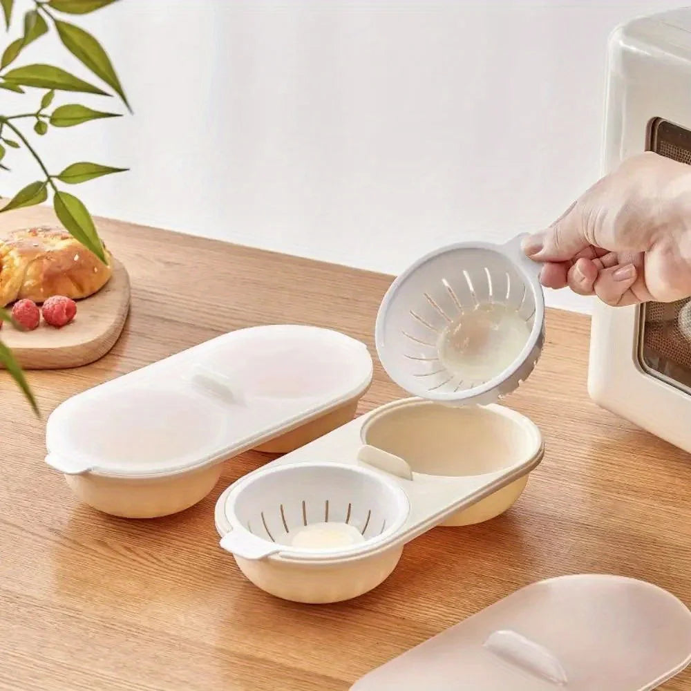 Microwave Egg Cooker 1/2pcs Double Layers with Lid - The Silver Spoon