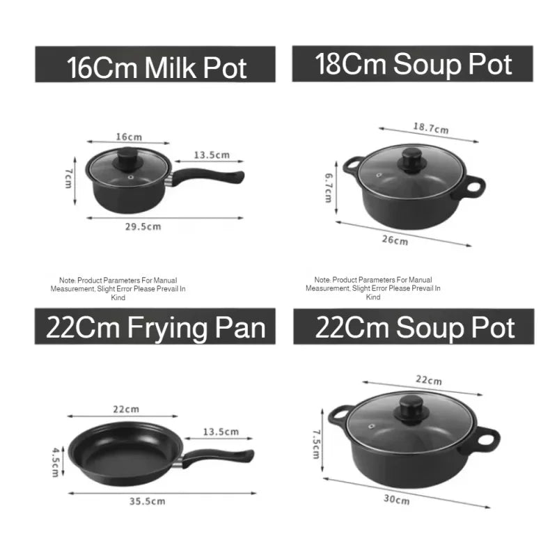 Nonstick Cookware Set - 13 Piece Cooking Essentials with Lid - The Silver Spoon
