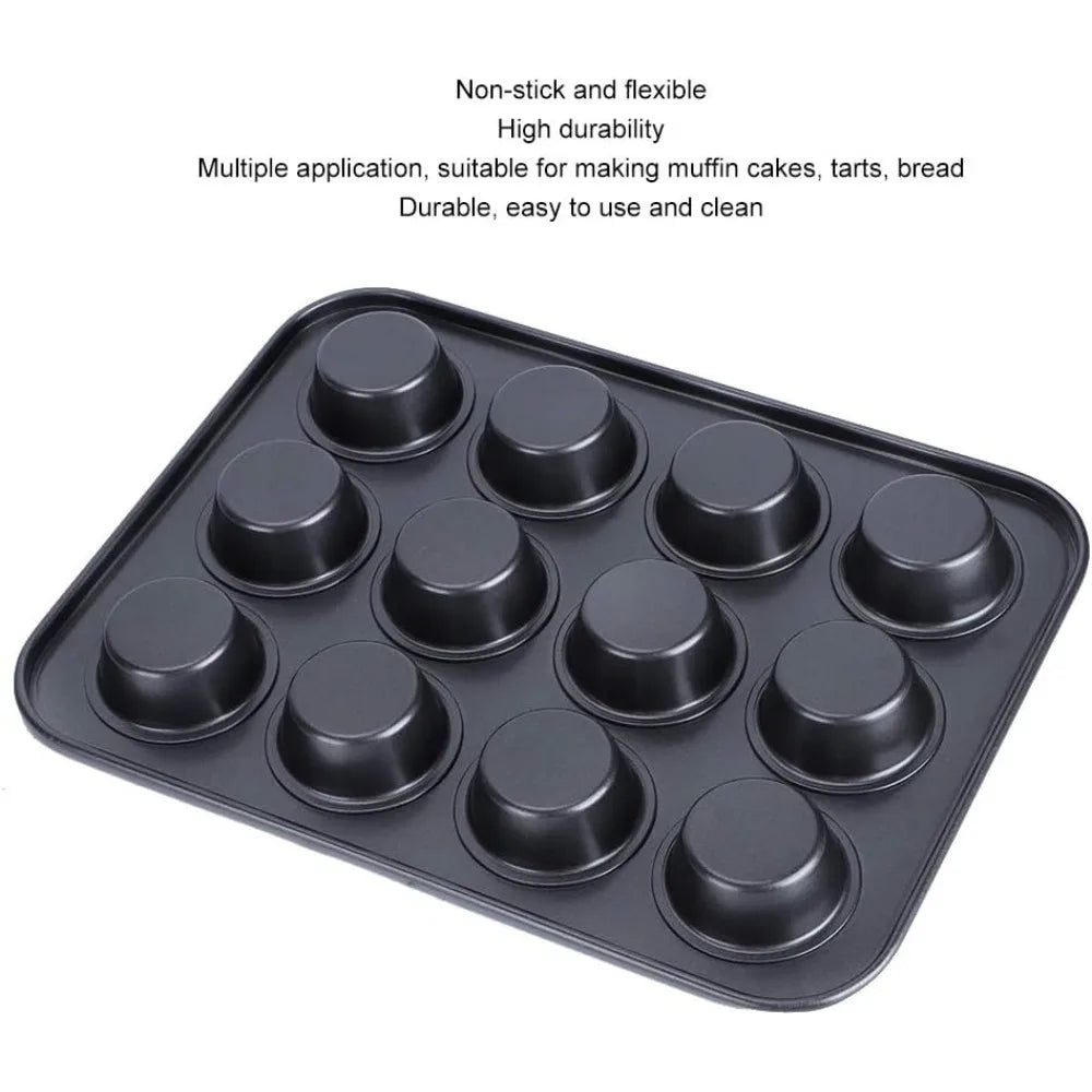 Nonstick Muffin Pan - 6 or 12 Cups Carbon Steel Bakeware - The Silver Spoon