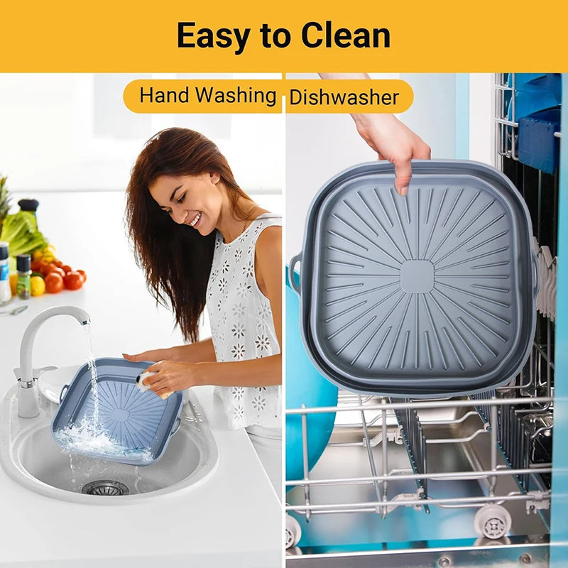 Silicone Air Fryer Basket Tray Container 20-23cm - The Silver Spoon
