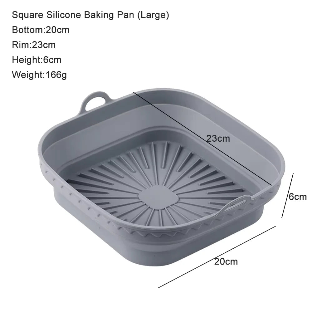 Silicone Air Fryer Basket Tray Container 20-23cm - The Silver Spoon