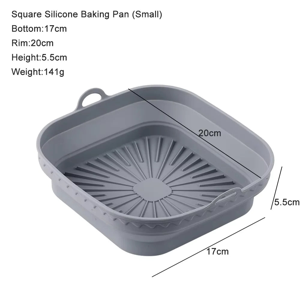 Silicone Air Fryer Basket Tray Container 20-23cm - The Silver Spoon
