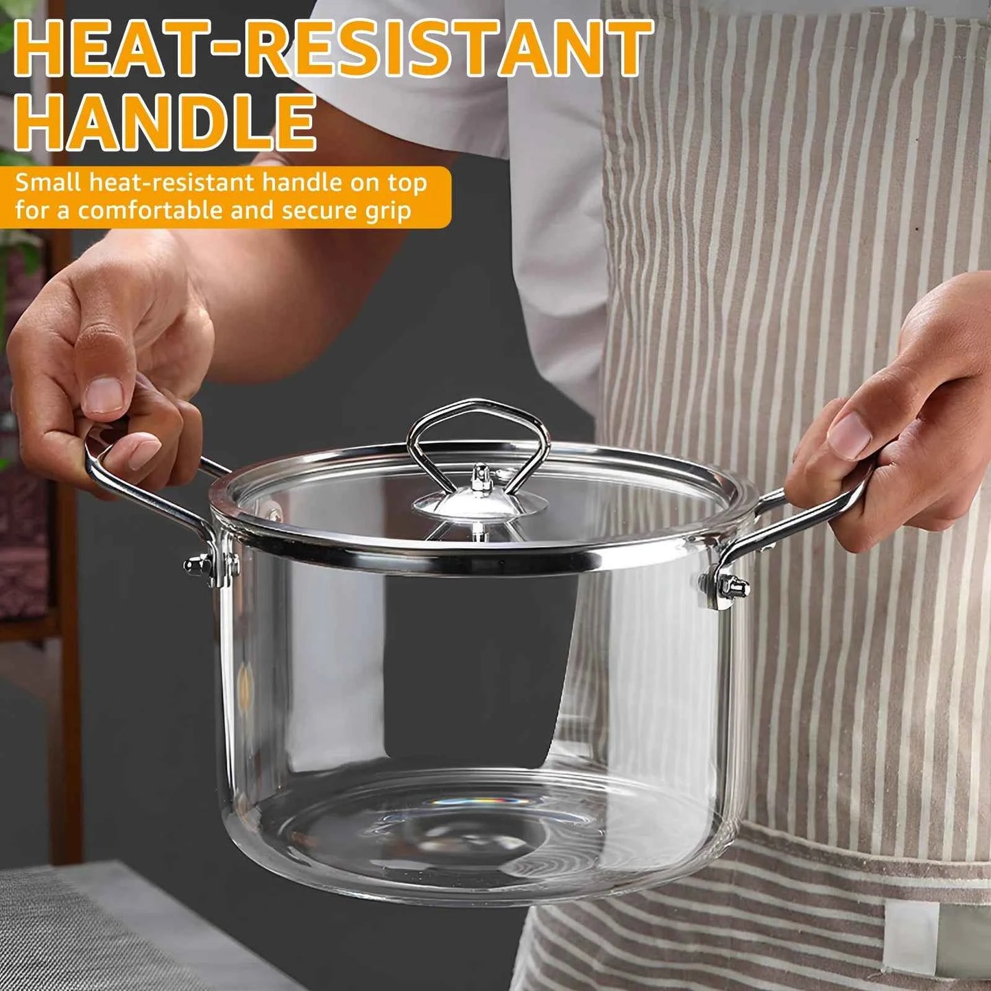 Glass Cooking Pot Heat Resistant Simmer Pot with Lid - The Silver Spoon