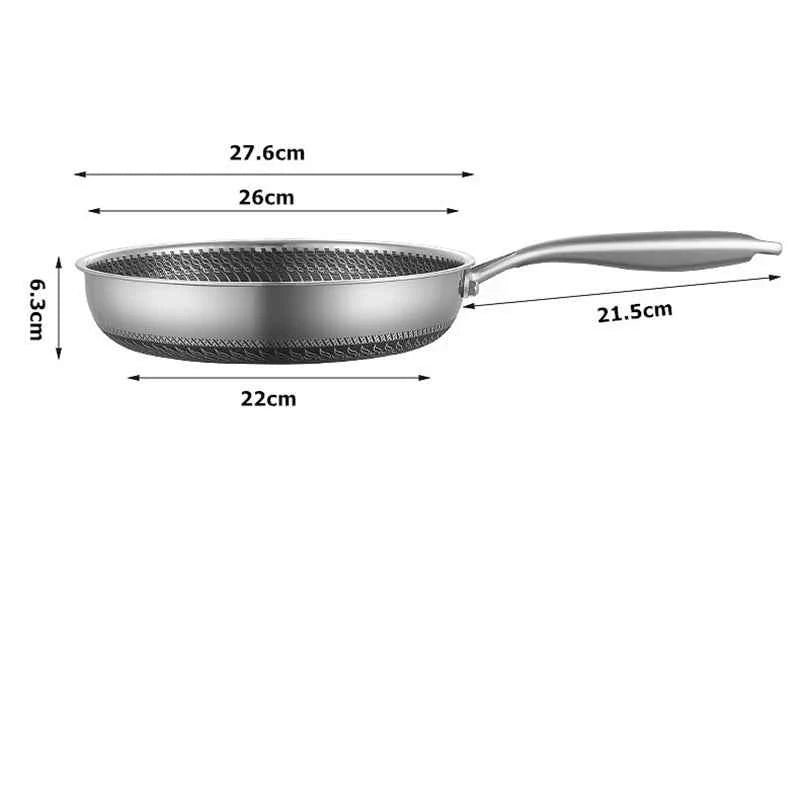 Stainless Steel Nonstick Frying Pan with Honeycomb Design and Lid - The Silver Spoon
