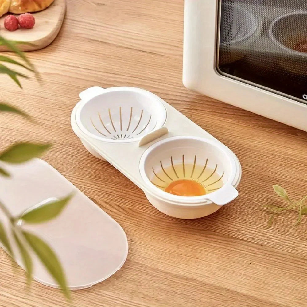 Microwave Egg Cooker 1/2pcs Double Layers with Lid - The Silver Spoon