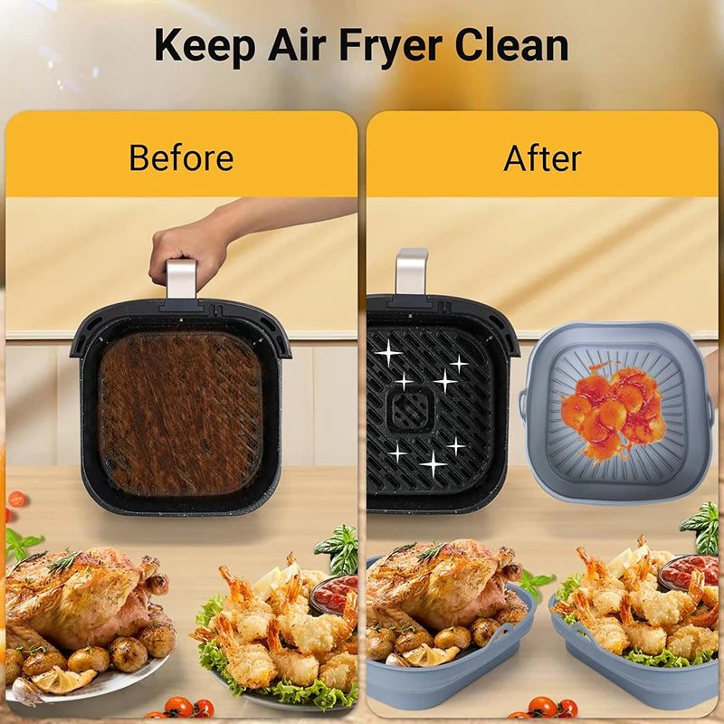Silicone Air Fryer Basket Tray Container 20-23cm - The Silver Spoon