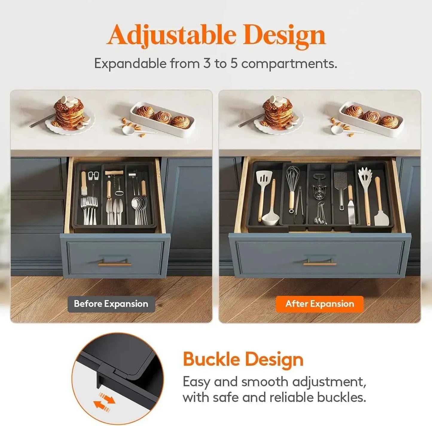 Expandable Utensil Tray - Cutlery Drawer Organizer for Easy Storage - The Silver Spoon