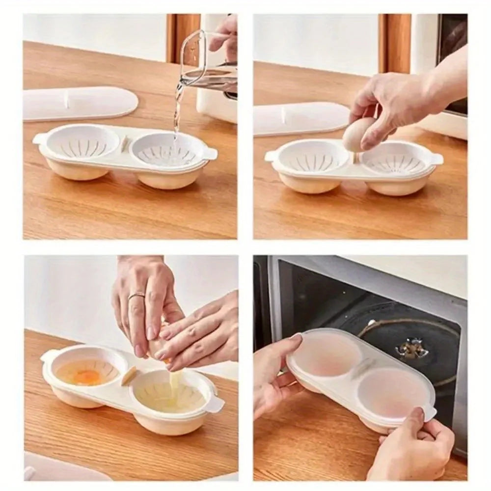 Microwave Egg Cooker 1/2pcs Double Layers with Lid - The Silver Spoon