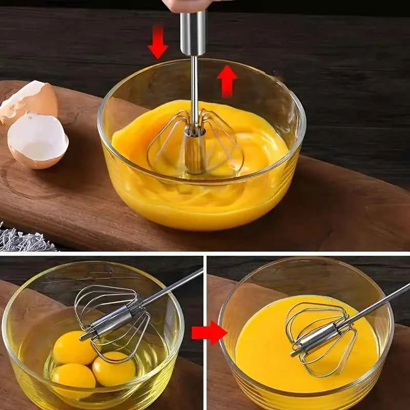 Stainless Steel Egg Beater - Durable Semi-Automatic Mixer for Effortless Mixing - The Silver Spoon