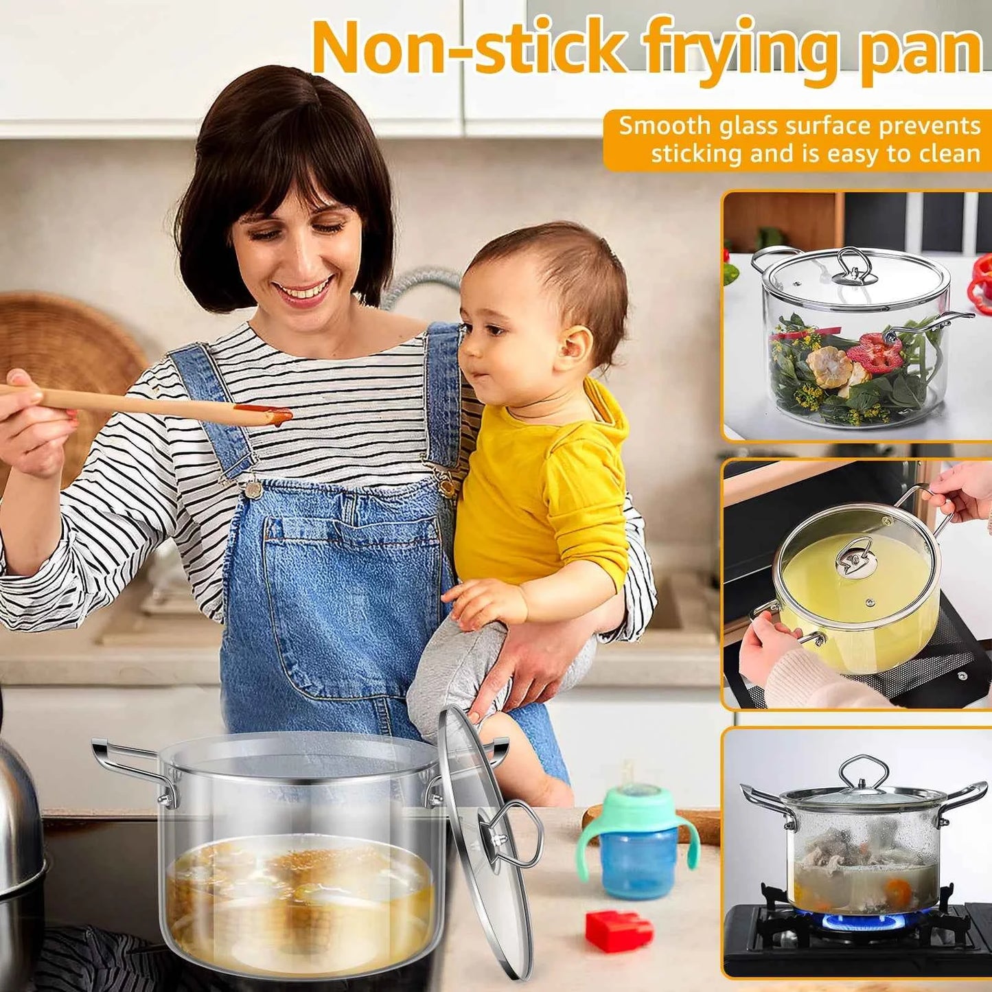 Glass Cooking Pot Heat Resistant Simmer Pot with Lid - The Silver Spoon