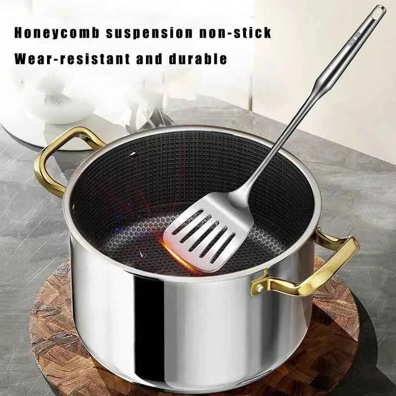 304 Stainless Steel Hot Pot Honeycomb Non-Stick Pot with Lid - The Silver Spoon