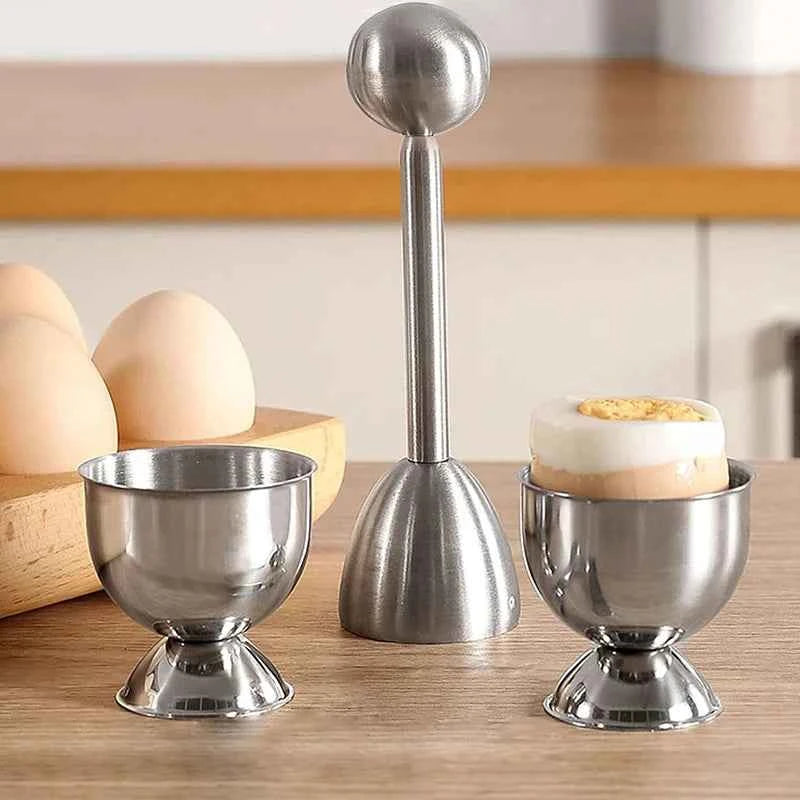 Stainless Steel Egg Shell Opener for Hard and Soft Boiled Eggs - The Silver Spoon