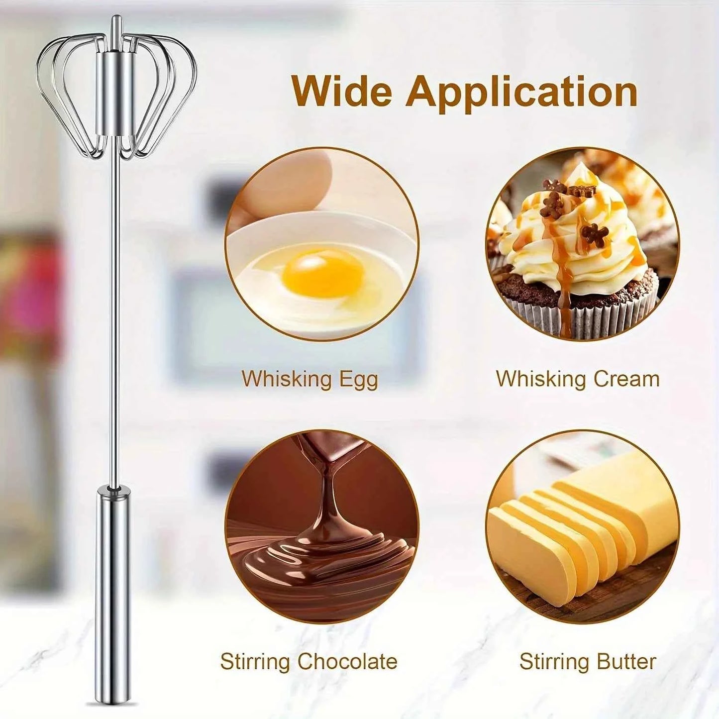 Stainless Steel Egg Beater - Durable Semi-Automatic Mixer for Effortless Mixing - The Silver Spoon
