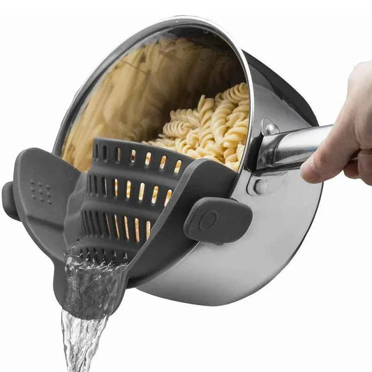 Clip-On Silicone Kitchen Strainer for Pots and Pans - The Silver Spoon