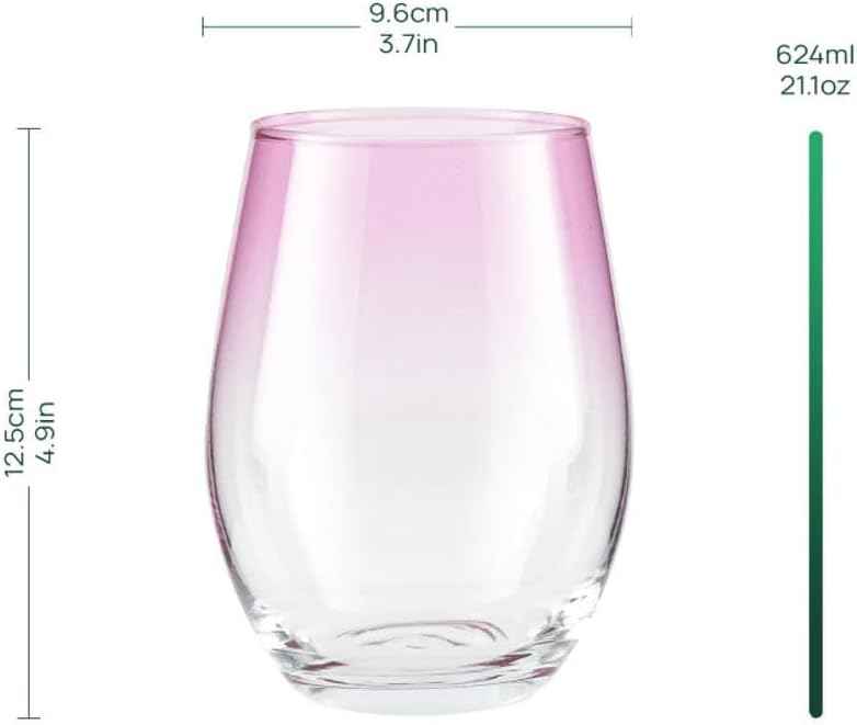 TREND FOR HOME Coloured Water Glasses, 580 ml, Set of 6 Coloured Glasses, Drinking Glasses, Highball, Glass Set, Drinking Glasses, Large Glass Cup | Pink | Phoebe Secret Pastels
