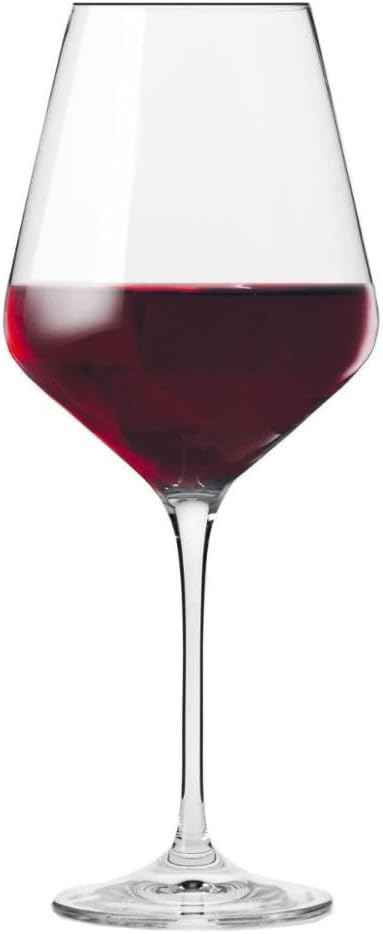 Krosno Crystal Red Wine Glasses, Set of 4, 650 ml, Avant-Garde Collection, Ideal for Home, Restaurant and Receptions, Dishwasher Safe
