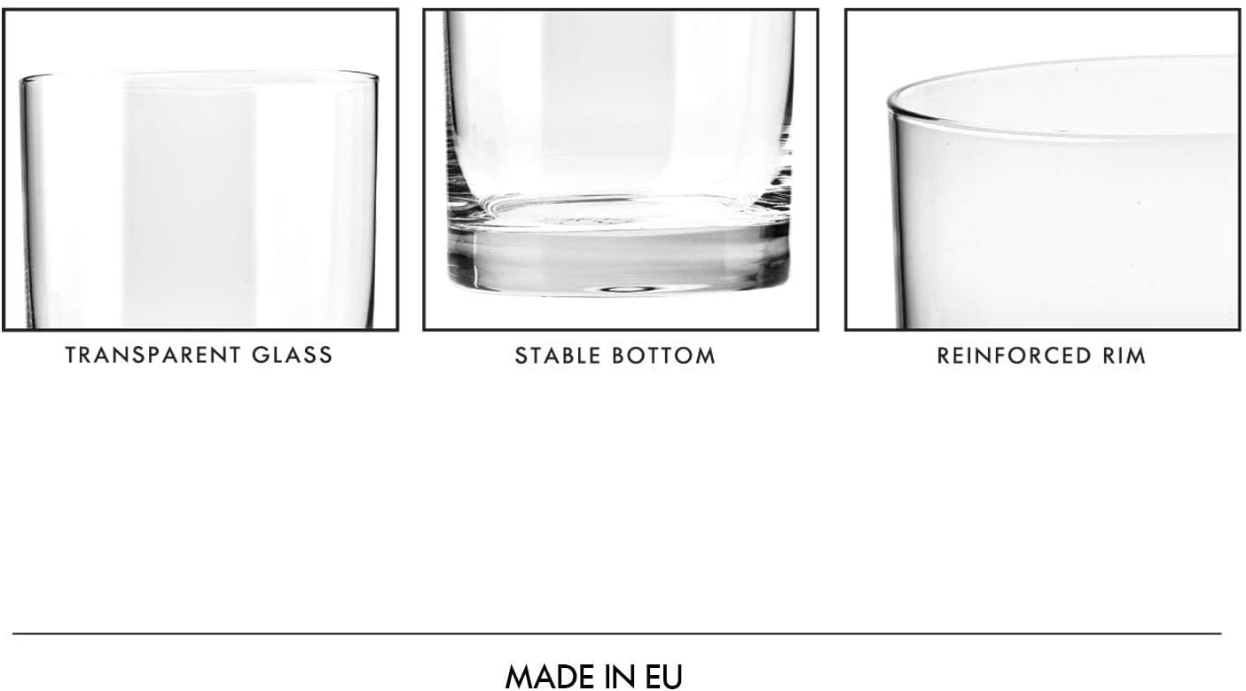 KROSNO Water Juice Tea Drinking Glasses | Set of 6 | 250 ML | Basic Collection | Perfect for Home, Restaurants and Parties | Dishwasher Safe