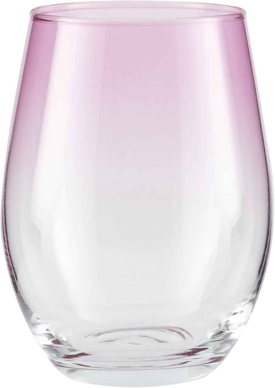 TREND FOR HOME Coloured Water Glasses, 580 ml, Set of 6 Coloured Glasses, Drinking Glasses, Highball, Glass Set, Drinking Glasses, Large Glass Cup | Pink | Phoebe Secret Pastels