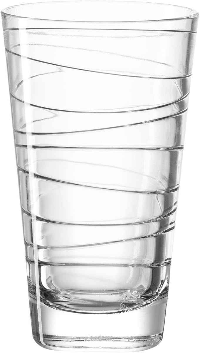 LEONARDO HOME Vario Struttura 019450 Drinking Glasses, Set of 6, Dishwasher Safe Water Glasses, Glass Cups with Pattern, Juice Glass, Drink Set, 280 ml