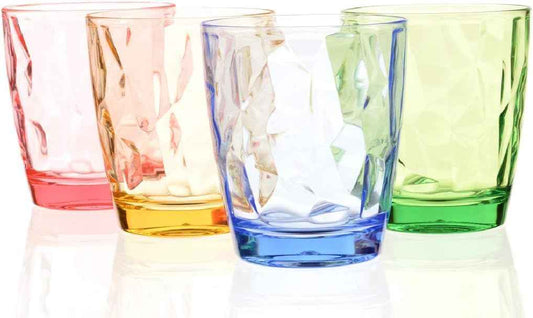 Plastic Cups Acrylic Drinking Glasses Set Shatterproof Plastic Cups for Children Small Children Water Juice Glassware Cute Stackable Drinking Goods for Picnic Camping Beach Party (Assorted Color)
