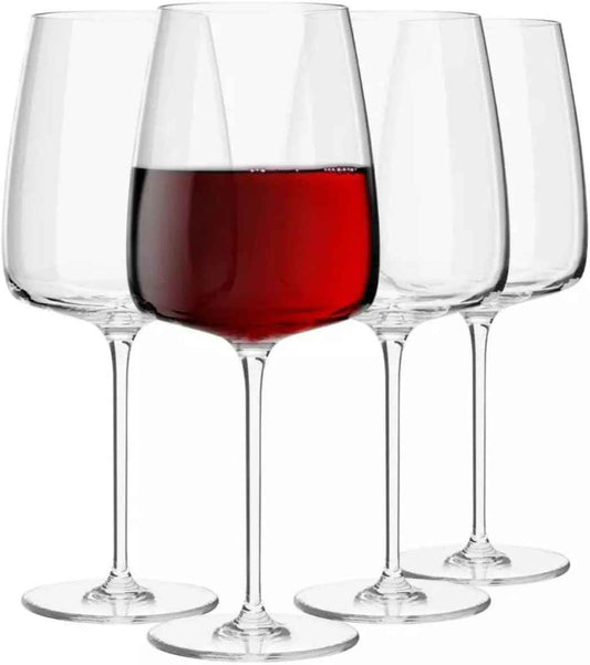 Krosno Red Wine Glasses Set of 4 600 ml Modern Collection Drinking Glasses Wedding Gift Perfect for Home, Restaurant and Kitchen, Dishwasher Safe