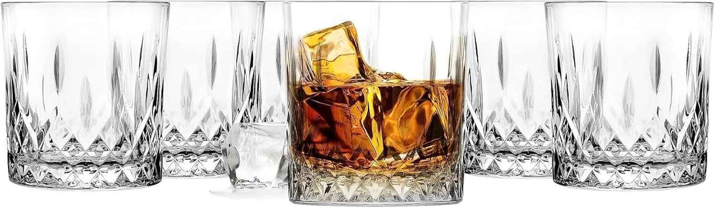 Glasmark KROSNO 1992 Whiskey Glasses Set Gin Bourbon Rum Cocktail Alcoholic Drink Glasses Whiskey Lover Accessories Transparent 6 x 280 ml