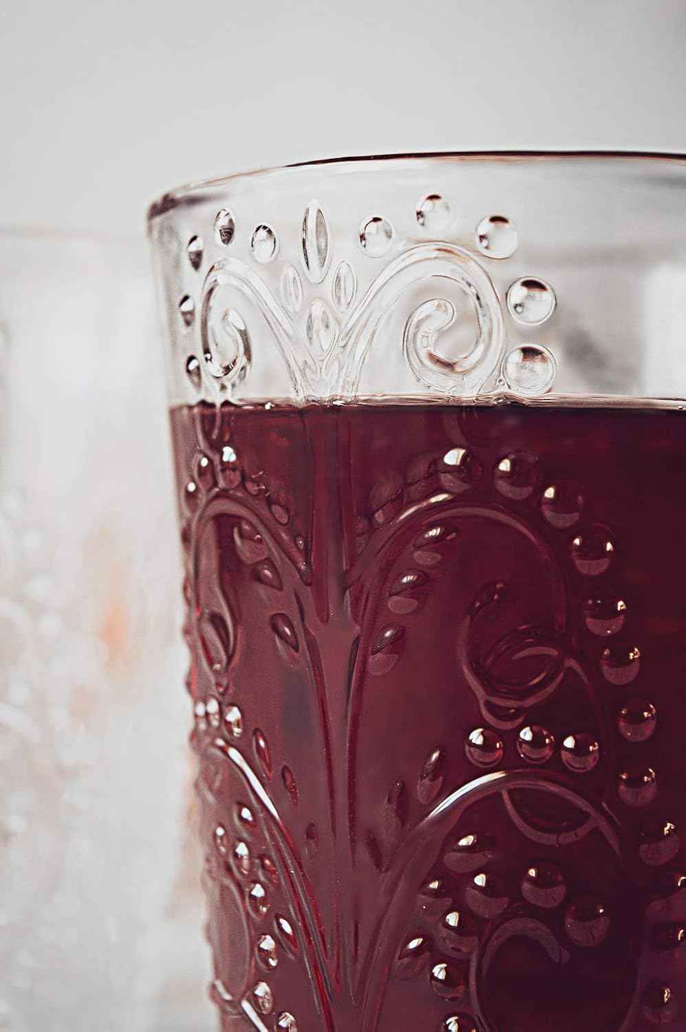 Sendez 6 embossed drinking glasses, 350 ml, cocktail glasses, juice glasses, red wine glasses, white wine glasses