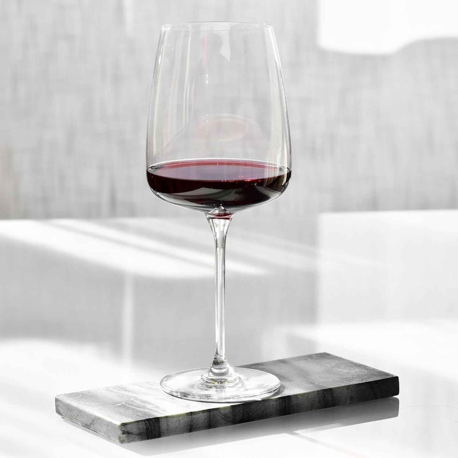 Krosno Red Wine Glasses Set of 4 600 ml Modern Collection Drinking Glasses Wedding Gift Perfect for Home, Restaurant and Kitchen, Dishwasher Safe