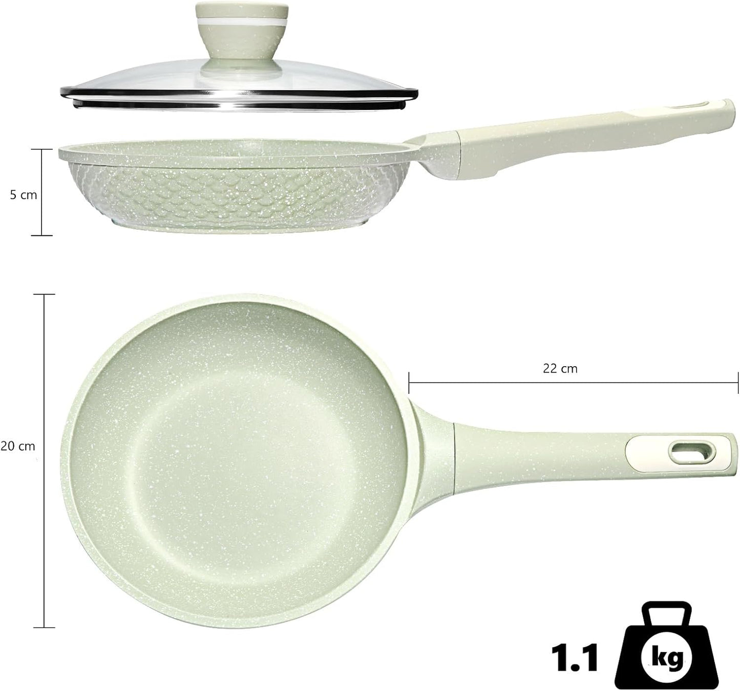Non-Stick Frying Pan 20 cm with Lid  for Gas and Induction Cookers - The Silver Spoon