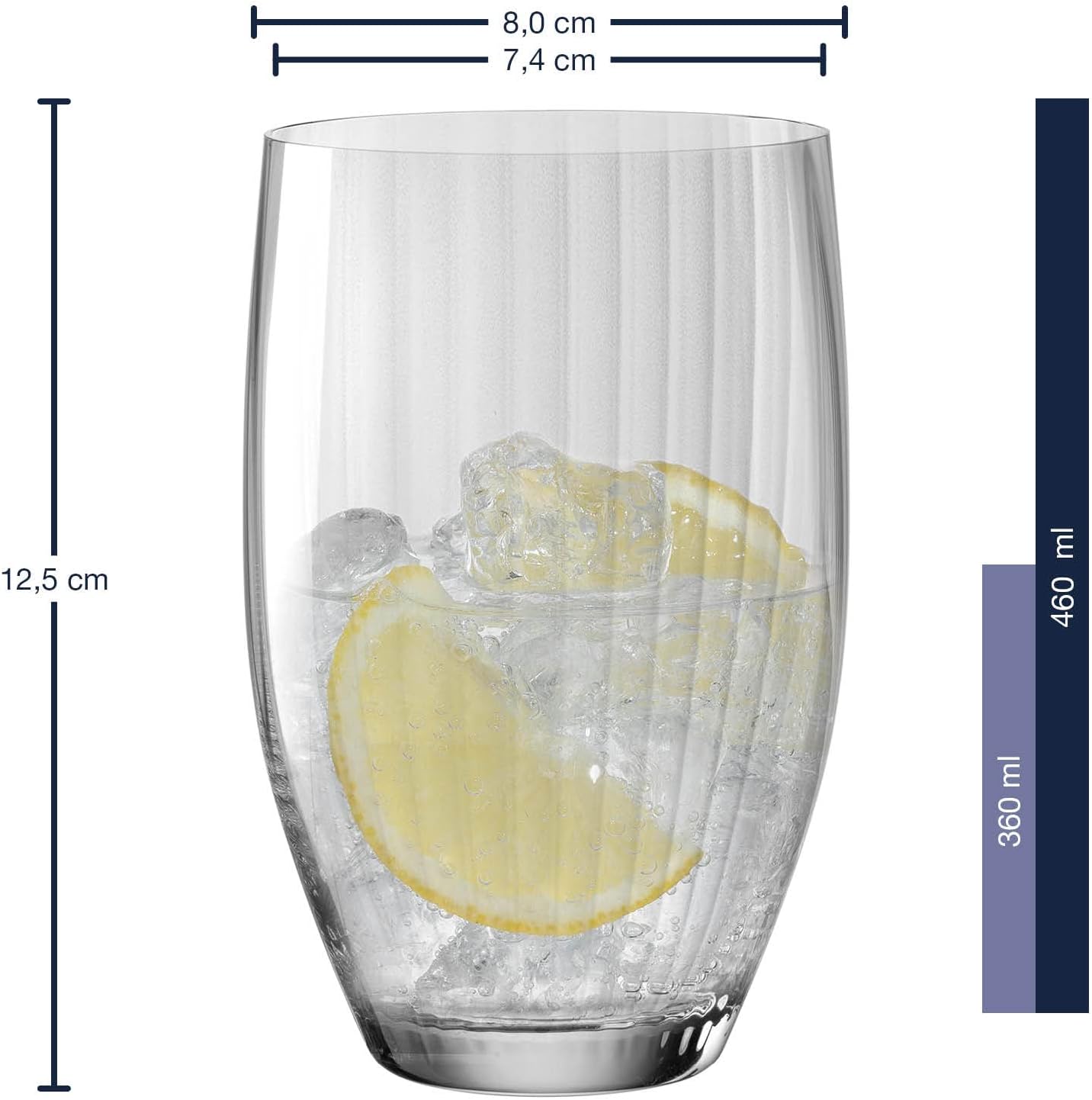 Drinking glass POESIA 460 ml grey, 6, 022383