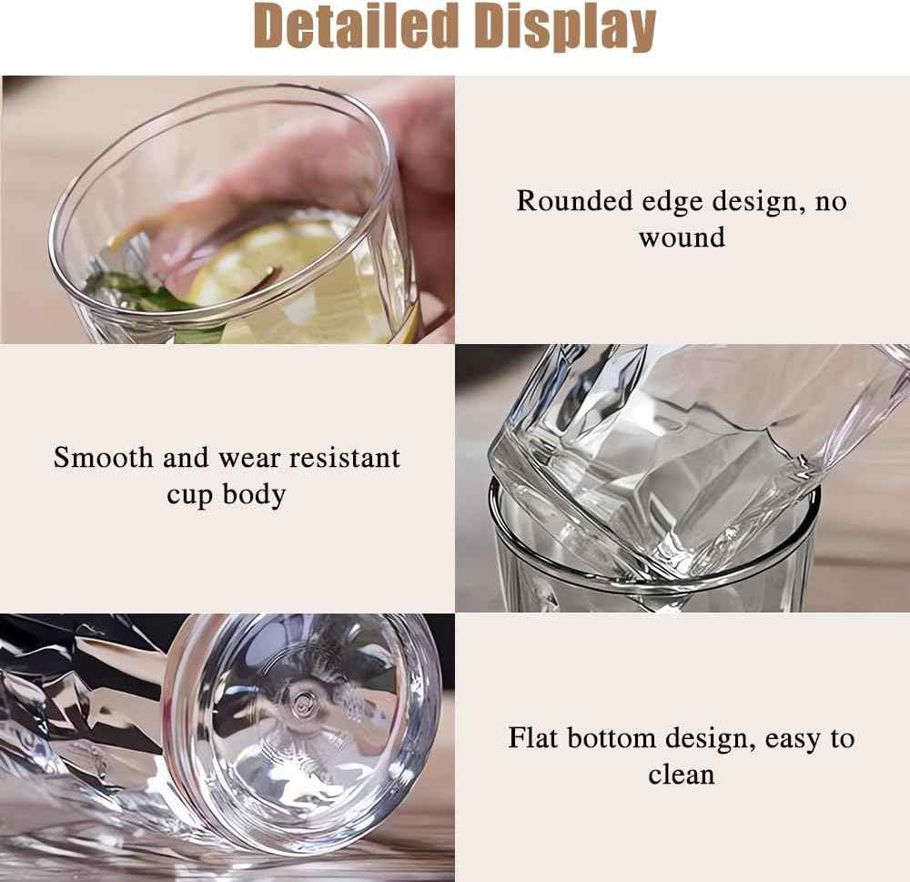 DIBALIYI Pack of 6 Clear Plastic Water Glasses, 310ml, Reusable Premium Acrylic Drinking Glasses, Shatterproof Crystal Glasses for Children and Adults, Stackable Juice Glasses for Home and Camping