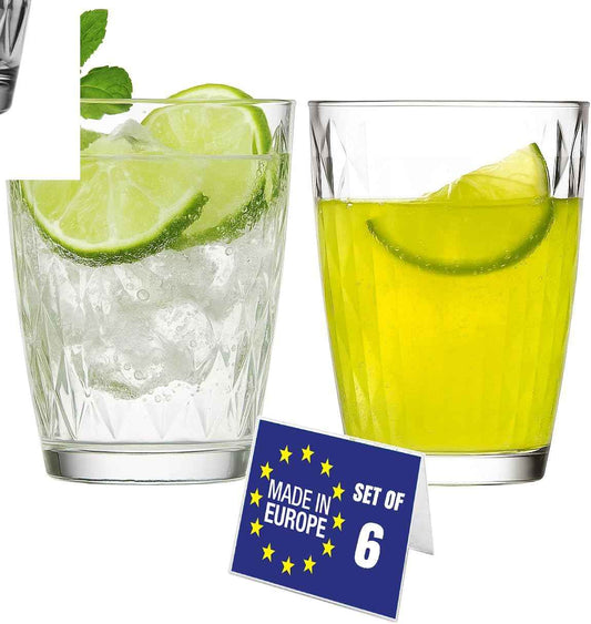 LAV Water Glasses, Set of 6, 415 ml, 100% Lead-free, Drinking Glass, Water Glass, Dishwasher Safe, Juice Glasses, Drinking Glasses