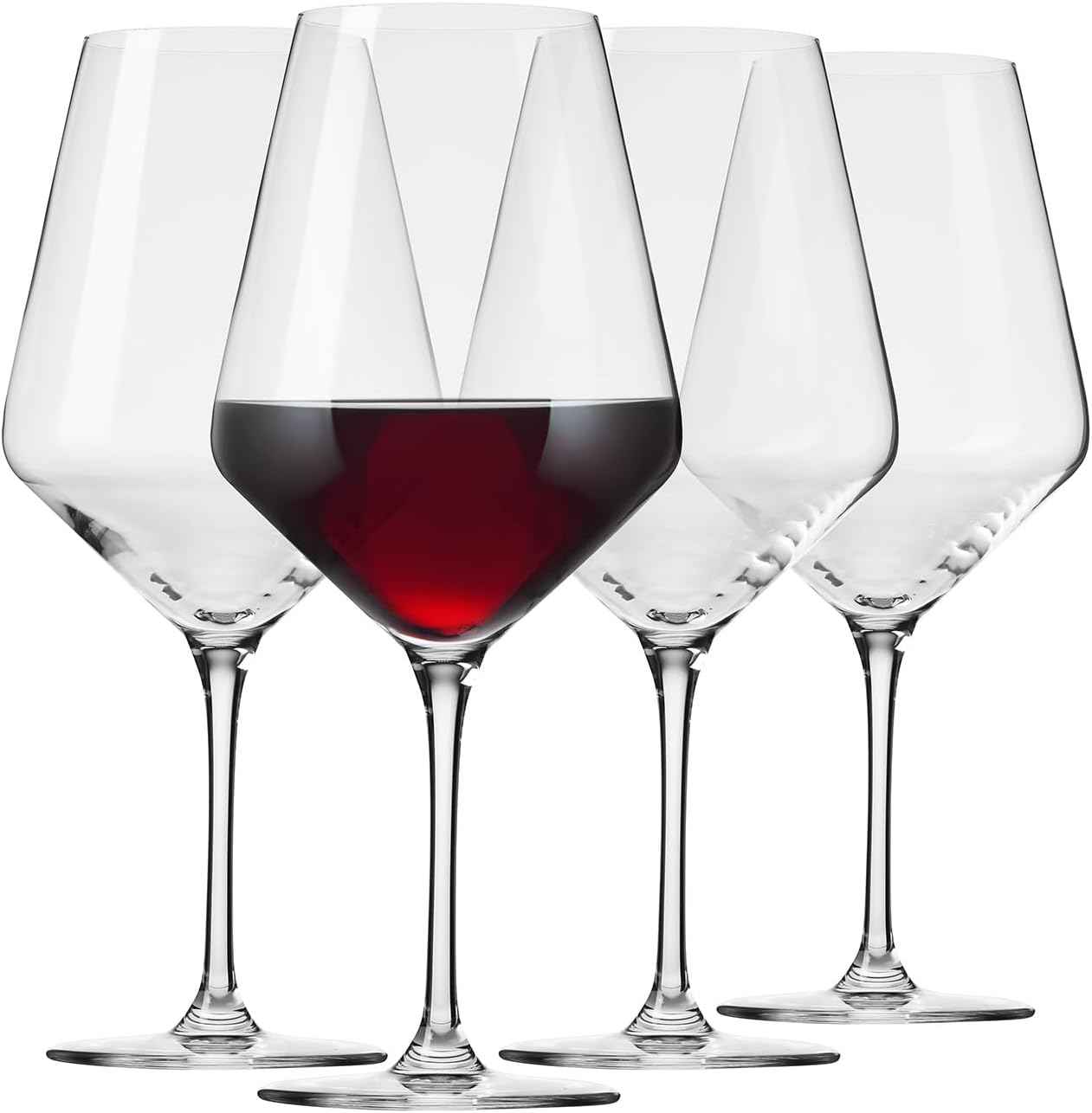 Krosno Crystal Red Wine Glasses, Set of 4, 650 ml, Avant-Garde Collection, Ideal for Home, Restaurant and Receptions, Dishwasher Safe