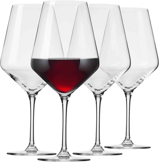 Krosno Crystal Red Wine Glasses, Set of 4, 650 ml, Avant-Garde Collection, Ideal for Home, Restaurant and Receptions, Dishwasher Safe