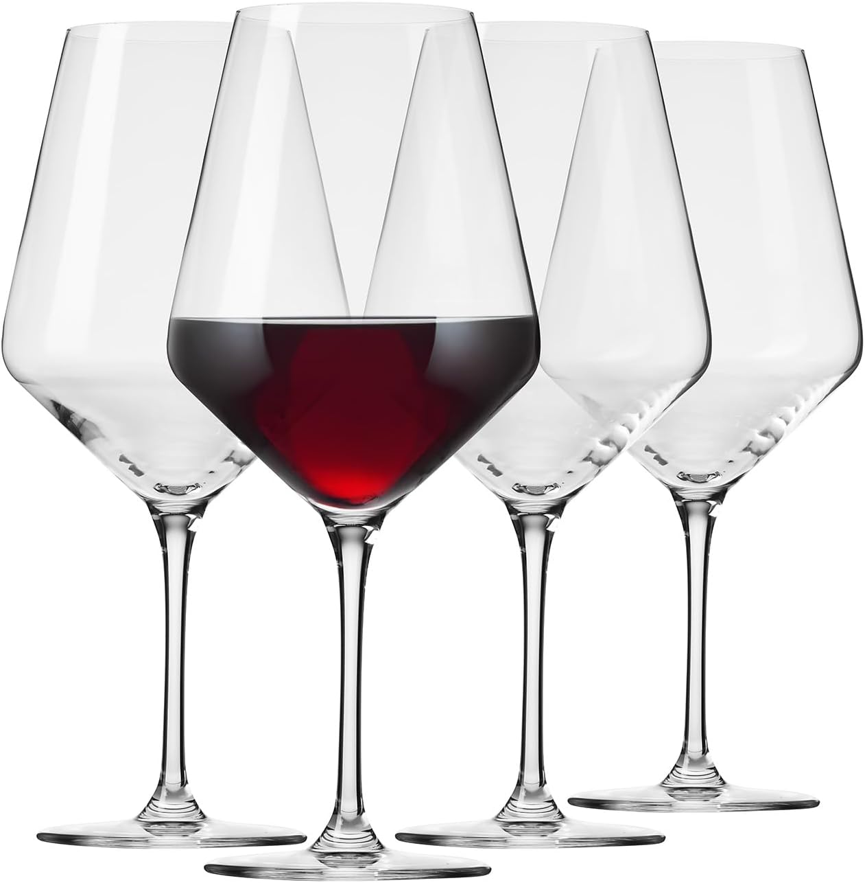 Krosno Crystal Red Wine Glasses, Set of 4, 650 ml, Avant-Garde Collection, Ideal for Home, Restaurant and Receptions, Dishwasher Safe